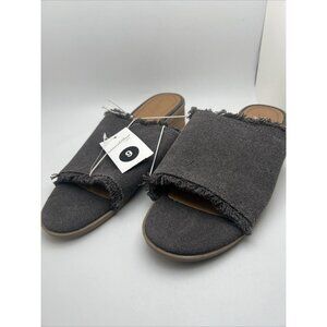 Universal Thread Womens Slide Sandal Size 9 Gray Open Toe Raw Edge Casual Ladies